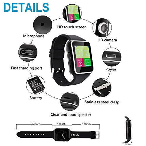 image for Kindak Smart Watch Bluetooth Smartwatch with Camera TouchScreen SIM Ca
