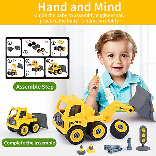 Sotodik 95PCS Take Apart Toys Car, 21 Models DIY Vehicle Playset Crane Truck Dump Construction Engineering STEM Learning Toys for Kids Boys Girls - Thumbnail 7