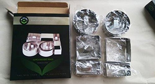 NewlineNY Stainless Steel Dessert Rings (12 Pcs) Molding, Layering, Cake Cutter