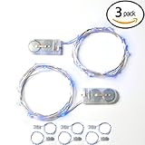 RTGS 2 Sets 15 Blue Color Micro LED String Lights Battery Operated on 6 Feet Silver Wire (3)