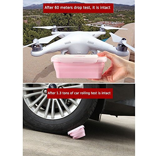 Silicone Lunch Box Portable Collapsible Folding Food Storage Container Kitchen Microwave, Dishwasher and Freezer Safe Household Picnic bento box for teens Pink(3pcs)