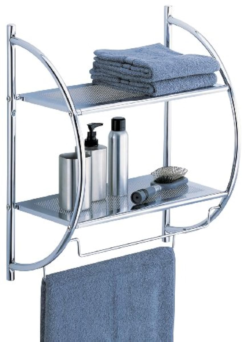 Organize It All 1753WB Wall Mount 2 Tier Chrome Bathroom Shelf with