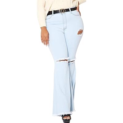 Women's Plus Size Ripped Hole Bell Bottom Jeans Nigeria Ubuy