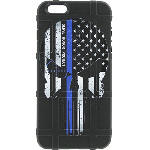 EGO TACTICALLimited Edition Design UV-Printed onto a MAG849 Field Case Compatible with Apple iPhone 8 Plus/7 Plus/6s Plus/ 6 Plus (Larger 5.5") Serve Honor Protect Thin Blue Line Punish Skull