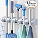 Premium Broom Holder Rack Wall Mounted, Broom and Mop Hanger Storage Closet Organizer (18 Months Warranty)