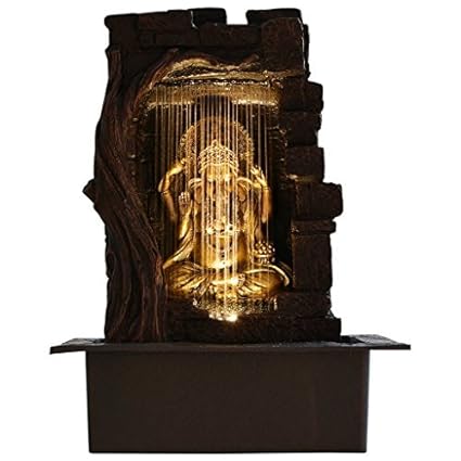 Urban Vibe Ganesha Indoor Water Fountain with Lightning Effect (Standard, Black)
