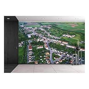 Aerial View of Village - Removable Wall Mural | Self-Adhesive Large Wallpaper - 66x96 inches
