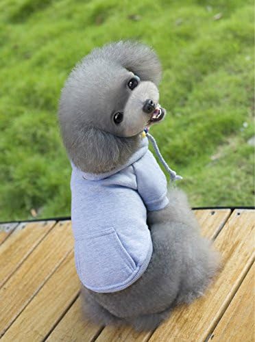 Meago Dog Hoodie with Pocket Soft Cotton Fashion Poodle Clothes Maltese Sweater Puppy Sweatshirt for Small Dogs (M, Gray)