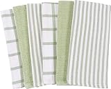 Mixed Flat & Terry Kitchen Towels | Two Sets of 3 18 x 28 Inches | 4 Flat Weave Towels for Cooking and Drying Dishes and 2 Terry Towels, for House Cleaning and Tackling Messes and Spills (Sage)