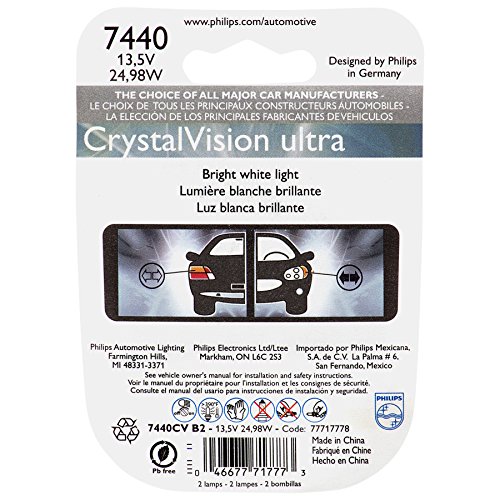 Philips 7440 CrystalVision ultra Miniature Bulb, 2 Pack