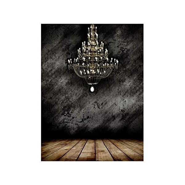 Crystal Chandelier Photography Backdrop 5×7 ft Concrete Wall Brown Wood Floor Backdrop Photo Background for Studio Props…