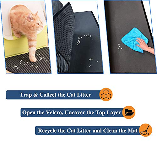 MUNTO Cat Litter Mat, Jumbo Size 30" x 47" Litter Box Mat, Honeycomb Double Layer Water Resistant Cat Litter Trapper