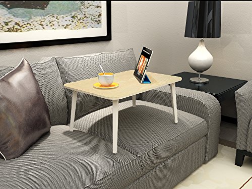 MULSH Laptop Desk Bed Table Laptop Bed Tray Notebook Table Foldable Breakfast Serving Tray For Sofa Bed with Metal Legs and MDF Top Board in White Oak,23.62"W X15.75"D X11.3"H