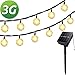 LELLEL 3rd Generation Super Bright Solar Outdoor LED String Lights, Waterproof Weatherproof for Yard Patio Garden Tree Party Wedding Decoration, Warm White 21ft Snow Ball 8 Working Mode