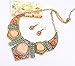 Napoo Women Vintage Boho Flower Crystal Hollow Geometry Colorful Necklace Earrings Set