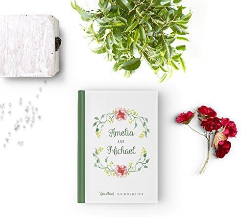 Wedding Guest Book Green, Personalized Wedding Guest Book, 8 x 10 inches