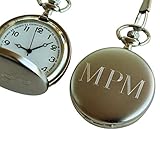 Personalized Brushed Silver Quartz Pocket Watch - Groomsmen Wedding Party Gifts - Engraved for Free