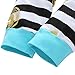 OUTGLE Newborn Baby Girl Toddler White Romper + Stripe Trousers + Hat + Headband Autumn Winter Outfits (0-3 Months, Multicolor)