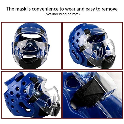 Heitaisi Sports Clear Face Shield Helmet Mask, Detachable Taekwondo Face Mask Head Protective Gear for Men and Women,not Include Helmet