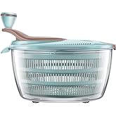 Brigii Salad Spinner, 4.24 Quart Lettuce Spinner with Double Drainage Holes, Salad Dryer for Washing, Spinning, and Draining
