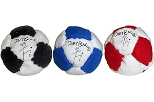DIRTBAG 14 Panel Footbag Hacky Sack 3 Pack, Sand Filled, Hand Sewn, Machine Washable, Unique 14 Panel Design.