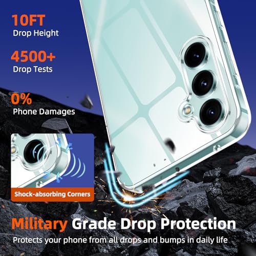 Viojrlra Case for Samsung Galaxy A16 4G/5G with 2 Pieces Tempered Glass Screen Protector, Transparent Soft TPU Silicone Case, Anti-Shock, Anti-Scratch Case for Samsung A16