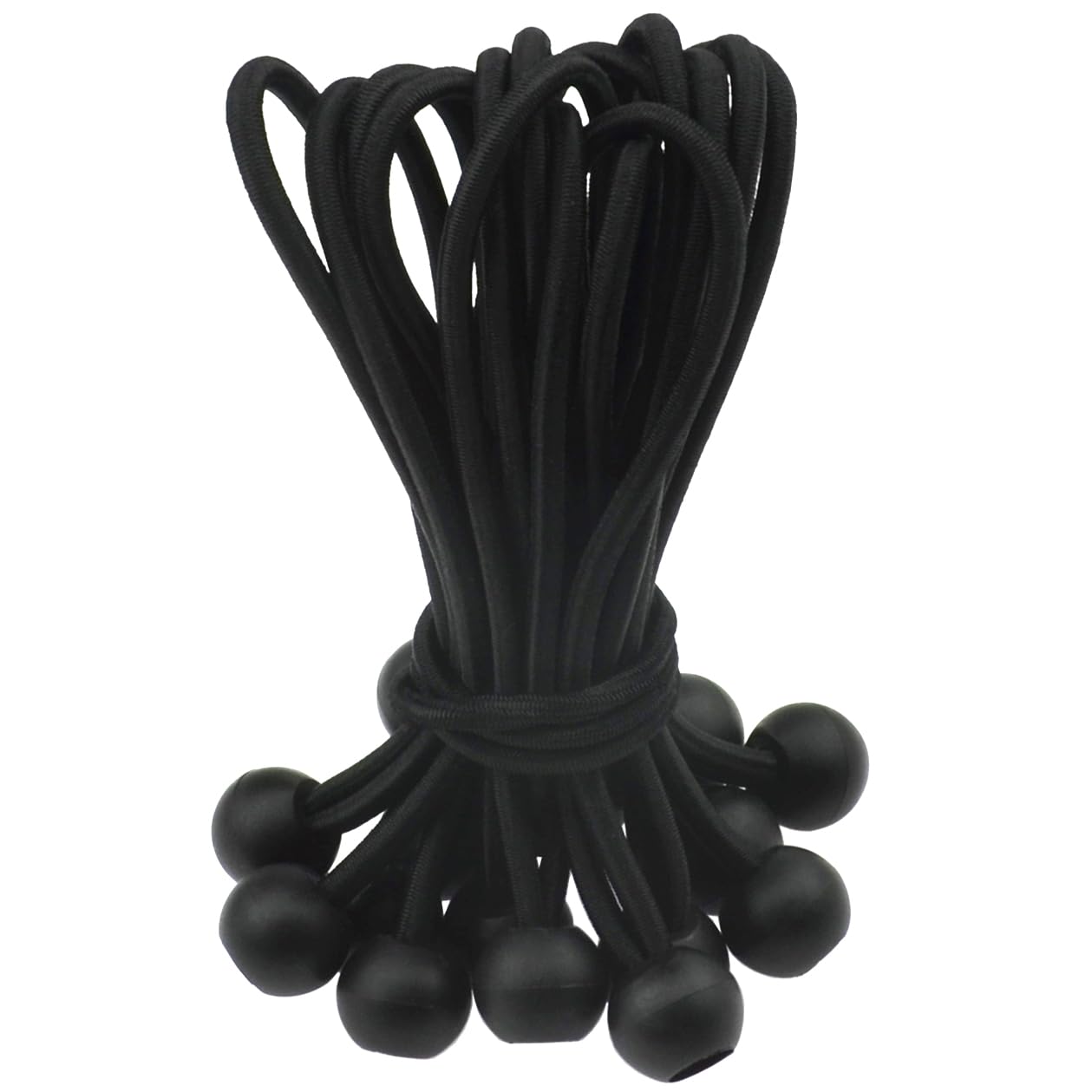 16 PCS Black Bungee Cords with Carabiner Clips,Easy Fix Bungee Cords with Balls