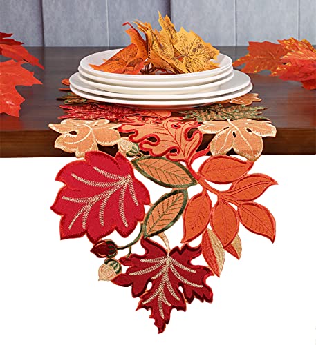 GRANDDECO Fall Thanksgiving Table Runner Orange Maple Leaves Harvest Autumn Holiday Party Dinner Seasonal Decoration (A-Fall and Thanksgiving, 14"X35") at Amazon