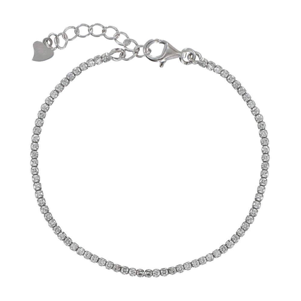 LES POULETTES BIJOUX - Rhodium 925 Silver Bracelet Small Squares of Rhinestones - White