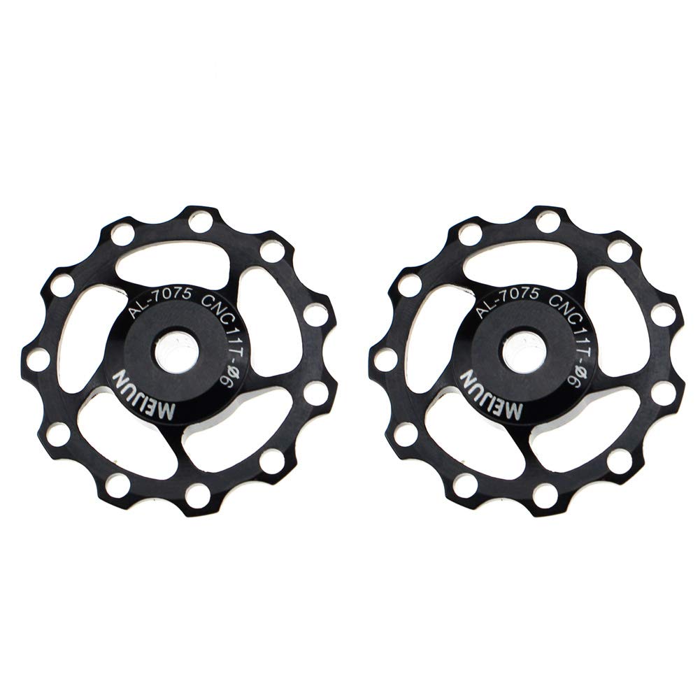 FOMTOR 11T Jockey Wheel 2 Pack Aluminum Bicycle Rear Derailleur Pulley for Shimano Sram (Black)