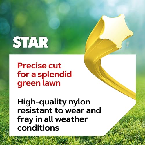 Oregon Star Shaped Mower Line 3 mm, Yellow, For Tall Grass, Weeds, Lawns and Dense Vegetation, Robust Professional Nylon Thread, For Most Grass Trimmers, 3.0 mm x 212 m (69-461-Y)
