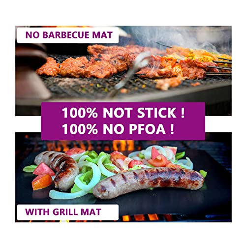 Yu luo Grill Mats 100% Non-Stick BBQ Mat for Grilling, Grill Mat for Outdoor Cooking Reusable and Easy to Clean for Gas, Charcoal, Electric BBQ Grill 15.7x13, Set of 5 Pieces (Black)