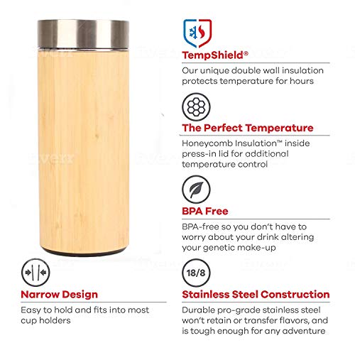 Buzzlife Bamboo Inner 304 Stainless Steel Insulated Water Bottle Eco