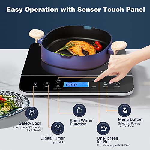 Sunmaki Portable Induction Cooktop,1800W Induction Cooker with LCD