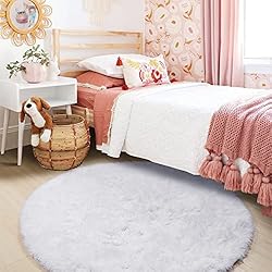 ONASAR Soft Round Area Rug for Bedroom, 6 ft White