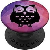 Black Owl Pink Purple Polygon PopSockets Adhesive PopGrip