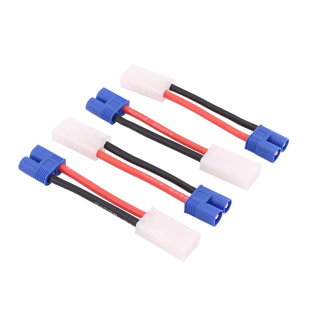 BDHI 4pcs EC3 Style Male to plug for Tamiya Female Connector Adapter Cable with 14awg 5cm Wire(BDHI-66)