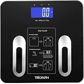 Triomph Precision Body Fat Scale with Backlit LCD Digital Bathroom Scale For Body Weight, Body Fat,Water,Muscle,BMI,Bone Mass and Calorie,10 User Recognition 400 lbs Capacity,Fat Loss Monitor,Black