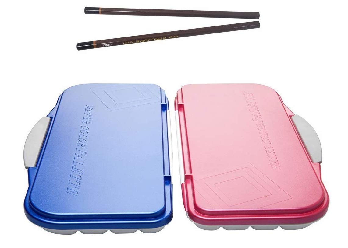 Martin Mijello Airtight Watercolor 18-Well Blue & Pink Palette 2 Pcs (4B Art Pencil x 2 Gift)