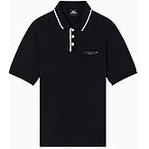 Armani Exchange Mens Regular Fit Small Text Logo Polo