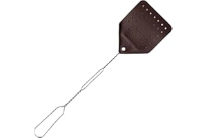 Hope Woodworking Leather Fly Swatter Set (1 Pack) – 17” Amish-Made Fly Swat w/Real Leather Paddle – Fly Swatters Multi Pack w/Metal Handle – Bug Swatter, Mosquito Swatter, Wasp Swatter (Chocolate)