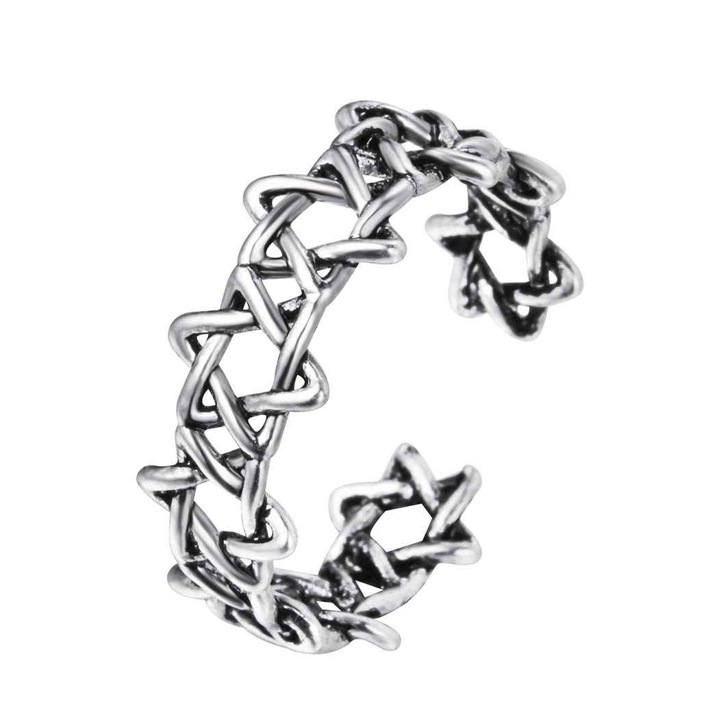 Chandler Original David Star Rings for Women Pentagram Knuckle Toe Bague Tiny Infinity Wedding Band Retro Antique Silver Anillos