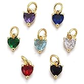 DanLingJewelry 20pcs 18K Gold Plated Cubic Zirconia Heart Charms Micro Pave CZ Charms for DIY Necklaces Bracelets Jewelry Making