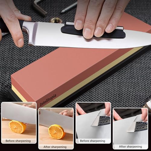 Intelitopia Complete Knife Sharpening Stone Set Dual Grit Whetstone