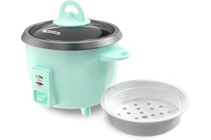 Mishcdea Mini Rice Cooker 3 Cups (Uncooked), Electric Rice Cooker Small with Removable Nonstick Pot & Food Steamer, 12H Autom