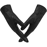 AMVELOP Leather Gloves For Women Winter Warm Cashmere Lining Glove Touch Screen Texting Driving Lambskin Gloves