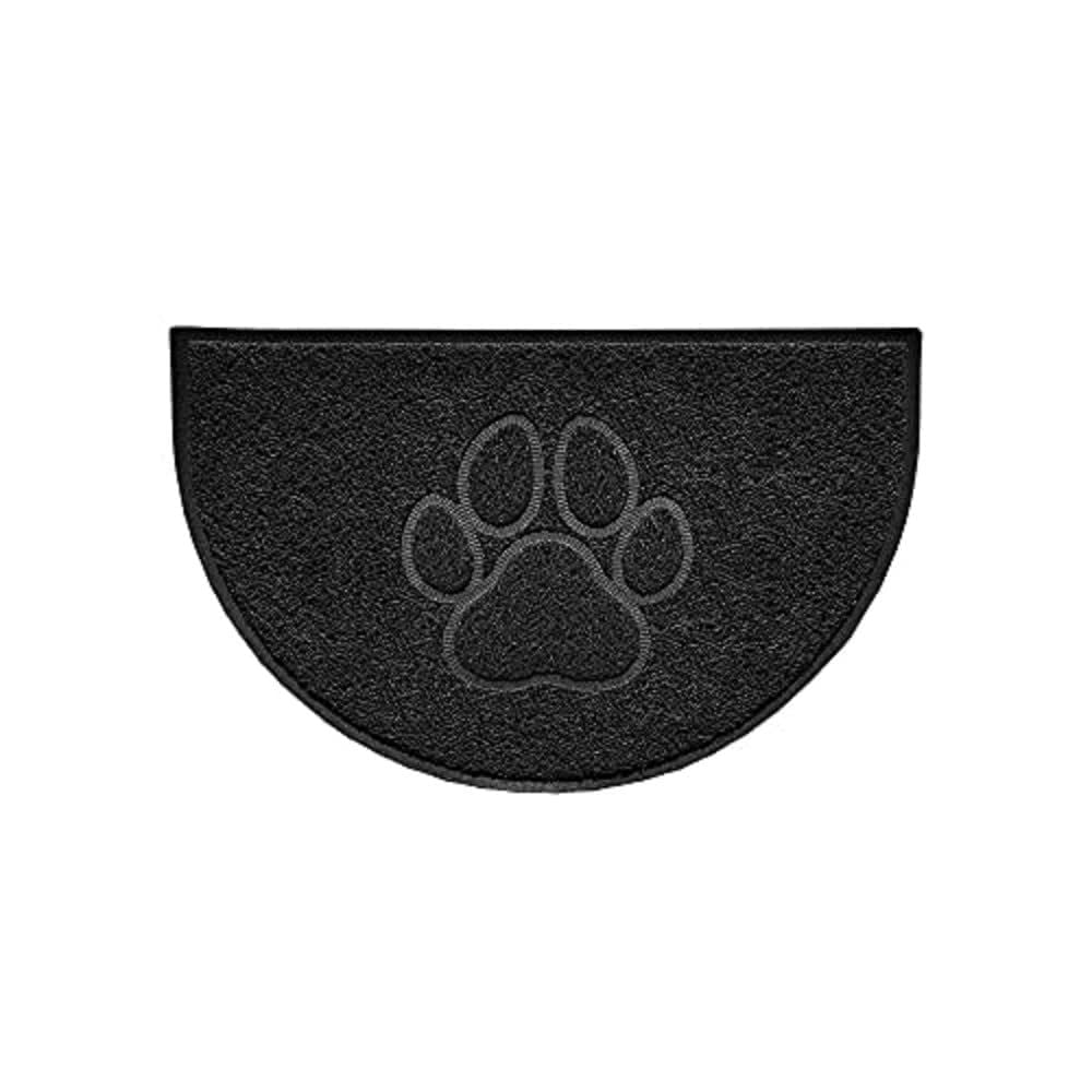 Nicoman Paw Embossed Shape Outdoor Only Dirt-Trapper Door Mat Washable Barrier Heavy Duty Doormat - (Drainage Open-Back, Half Moon, Black, 70 x 44cm)