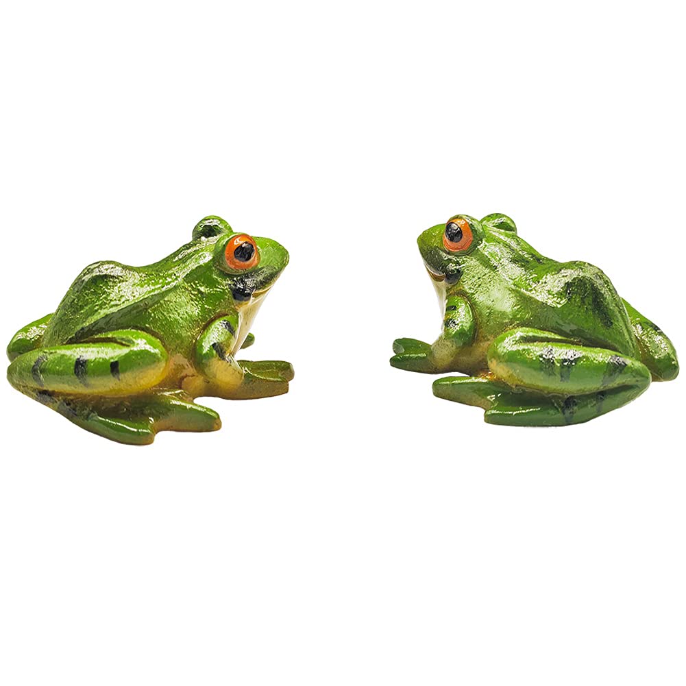 Miniature Frog Figurine 2 Pcs, Fish Tank Decoration Fairy Garden Frog Statue Landscape Decor Ornament