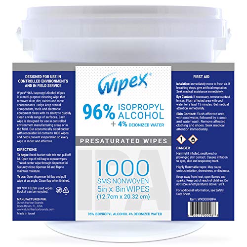 Wipex 96 Isopropyl Alcohol (IPA) Clean Room & Lab Wipes,1000 ct