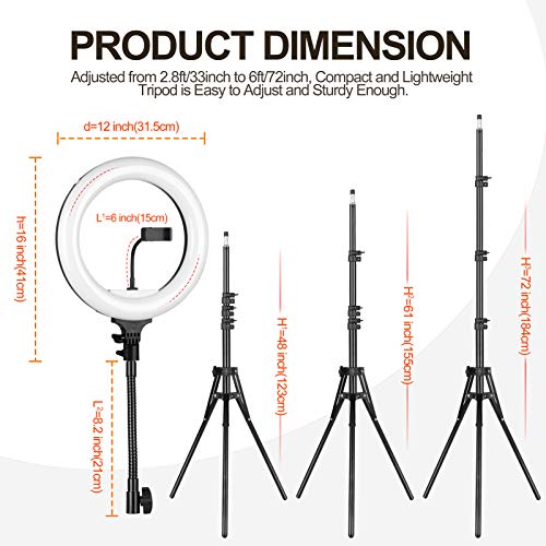 EMART 12 inch LED Ring Light with Tripod Stand & Phone Holder, Dimmable